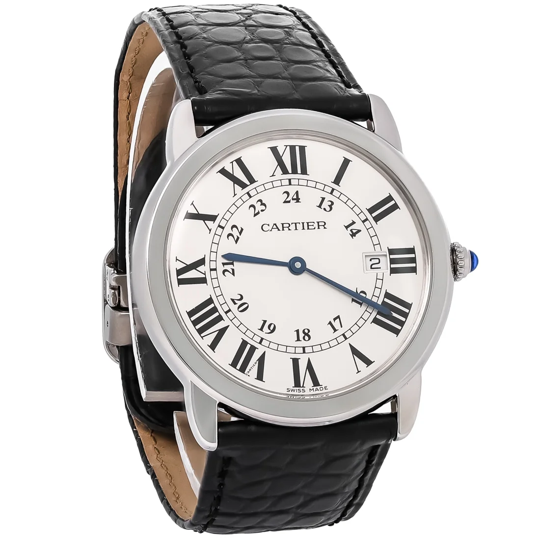 Pre-Owned Cartier Rondo Solo De Cartier Large Silver Dial Quartz Watch W6700255