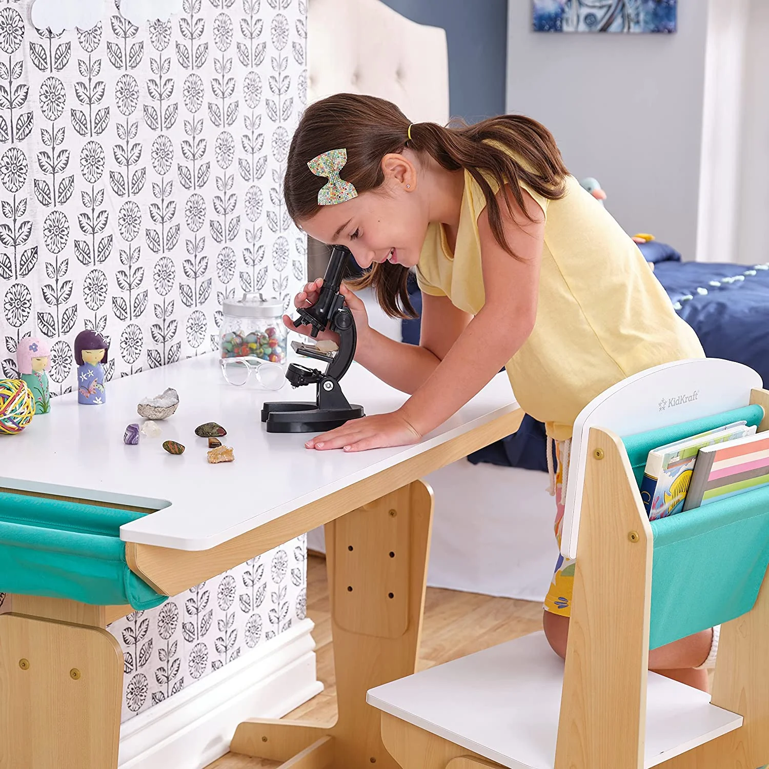 KidKraft Grow Together™ Pocket Adjustable Wooden Desk and Chair, Natural