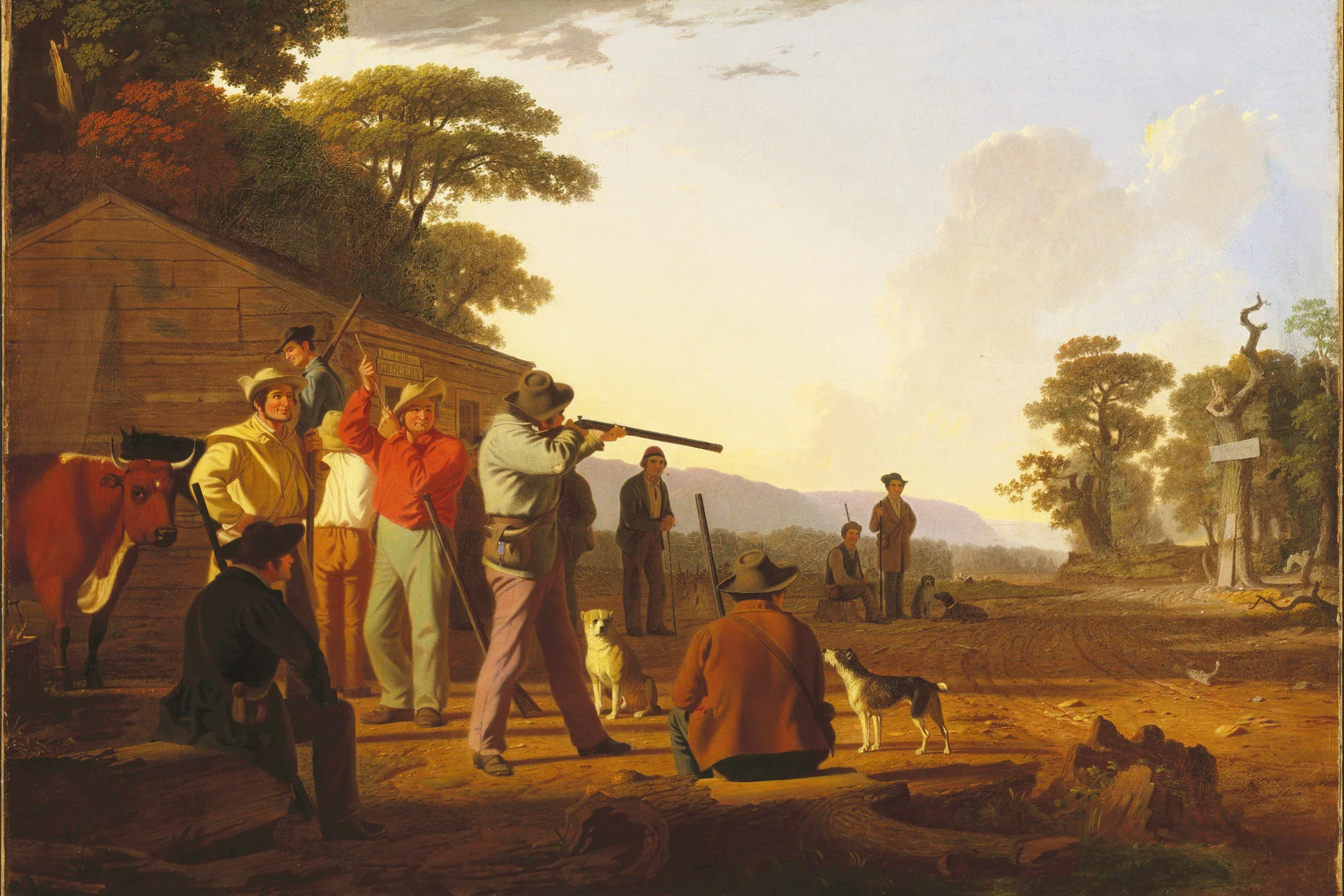 24x36 gallery poster, Shooting for the Beef, c. 1850 by George Caleb Bingham