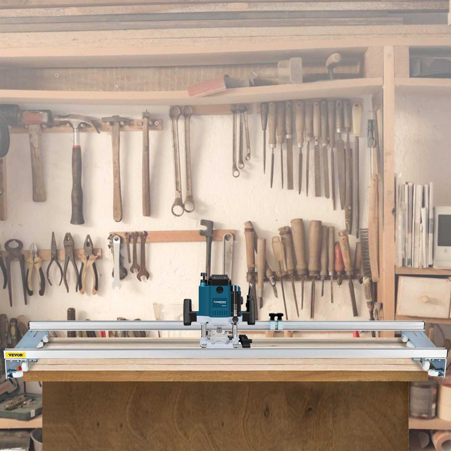 VEVOR Router Sled, 60 inches / 152.4cm Width, Slab Guide Jig for Woodworking with Locking Function, Portable and Easy to Adjust - Shop Hardware Tools Online Store