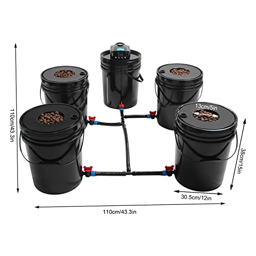DWC Hydroponics Growing System, 5 Gallon 1 Bucket Deep Water Culture Recirculating Drip Garden System with Multi-Purpose Air Hose, Air Pump, and Air Stone
