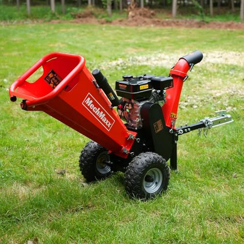 4'' Inch 212CC 7HP Gas Powered Wood Chipper Leaf Branch Shredder Mulcher with Towbar, Emergency Stop Button, Model GS650