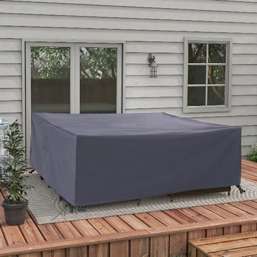 Garden Furniture Covers, Patio Furniture Waterproof Cover with Air Vent , 600D Outdoor Sofa Cover for outside Rectangle/Rectangular Table and Chair Set, rattan furniture set