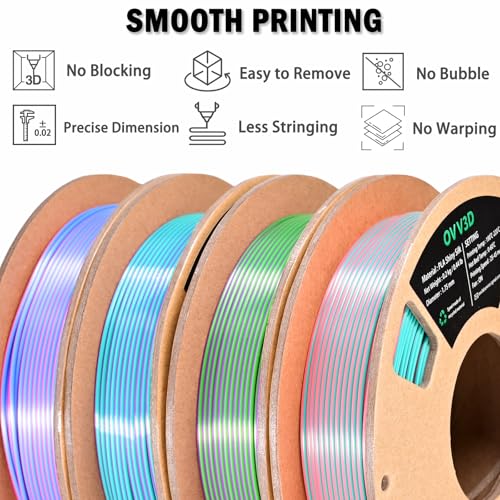 OVV3D Wood 3D Printer Filament Bundle - Wood PLA Filament 1.75mm, 200g x 4 Pack (Walnut, Oak, Cherry, Teak)