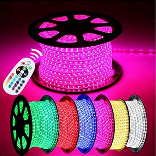 RGB AC 110V SMD5050 High Voltage Flat Strip Light LED With Connector (30 FT)