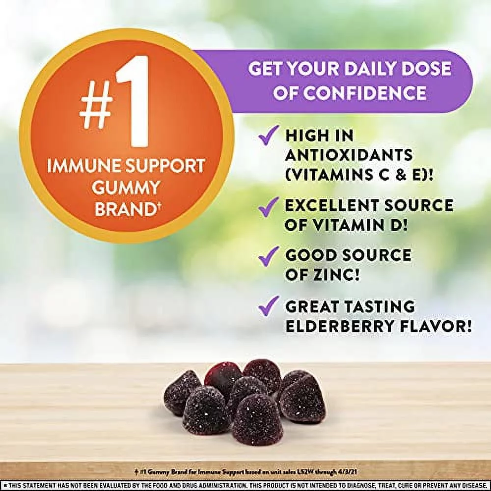 Airborne Elderberry + Vitamins & ZINC Gummies (130 count in a bottle), Gluten-Free Immune Support Supplement With Vitamins D and E