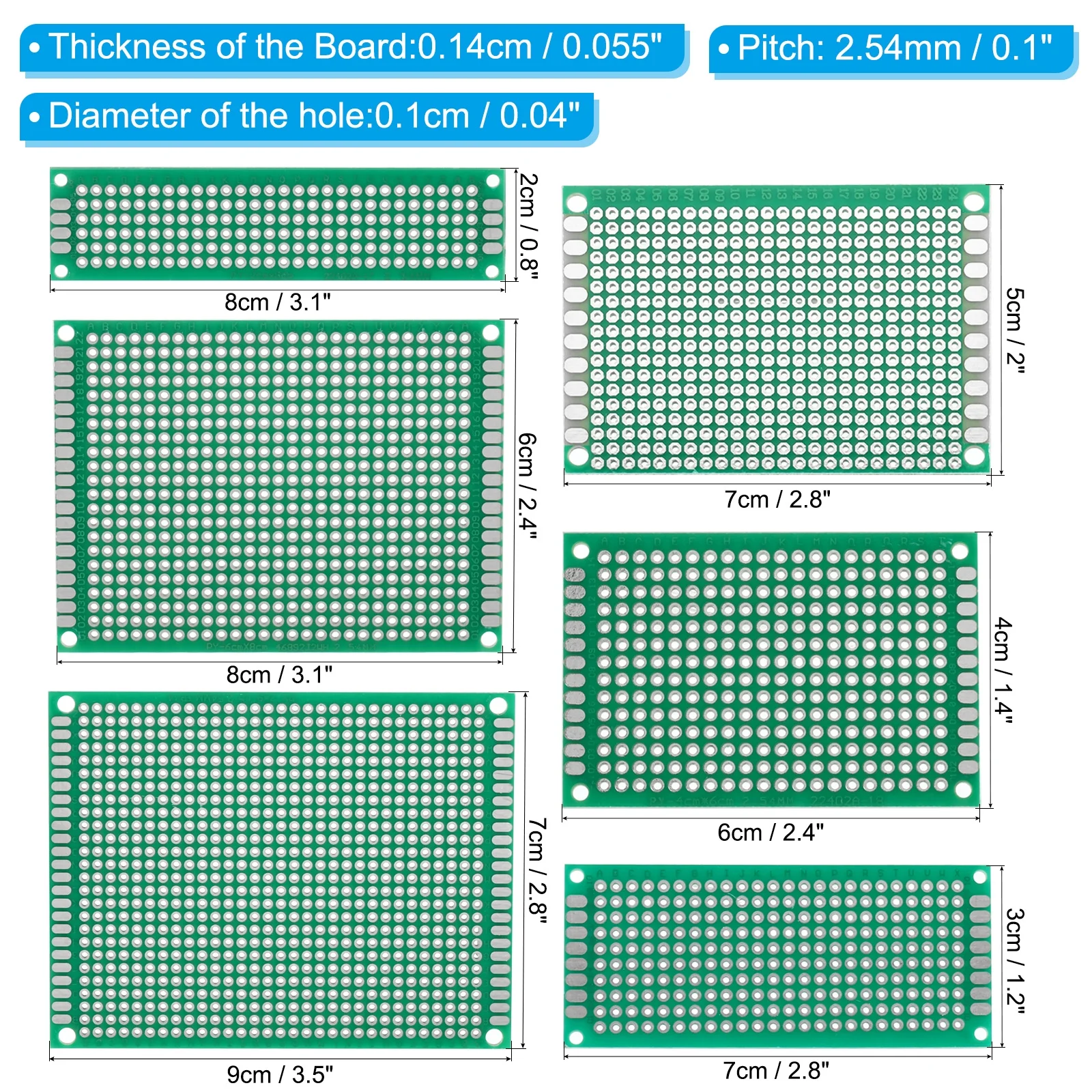 Uxcell PCB Board Circuit, 40 Pcs Prototype Perfboard Solder Boards, Green
