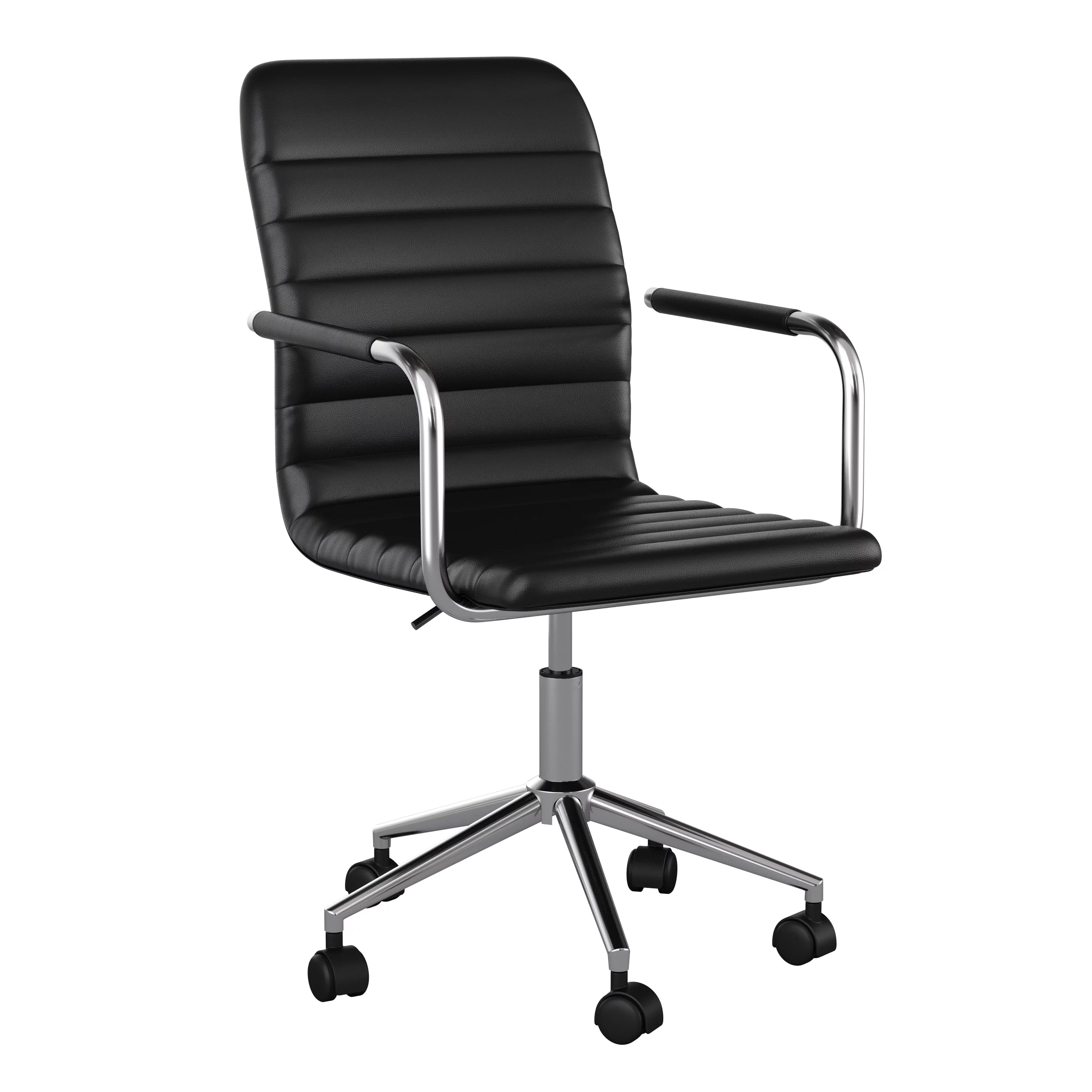 Martha Stewart Taytum Upholstered Office Chair in Black/Polished Nickel
