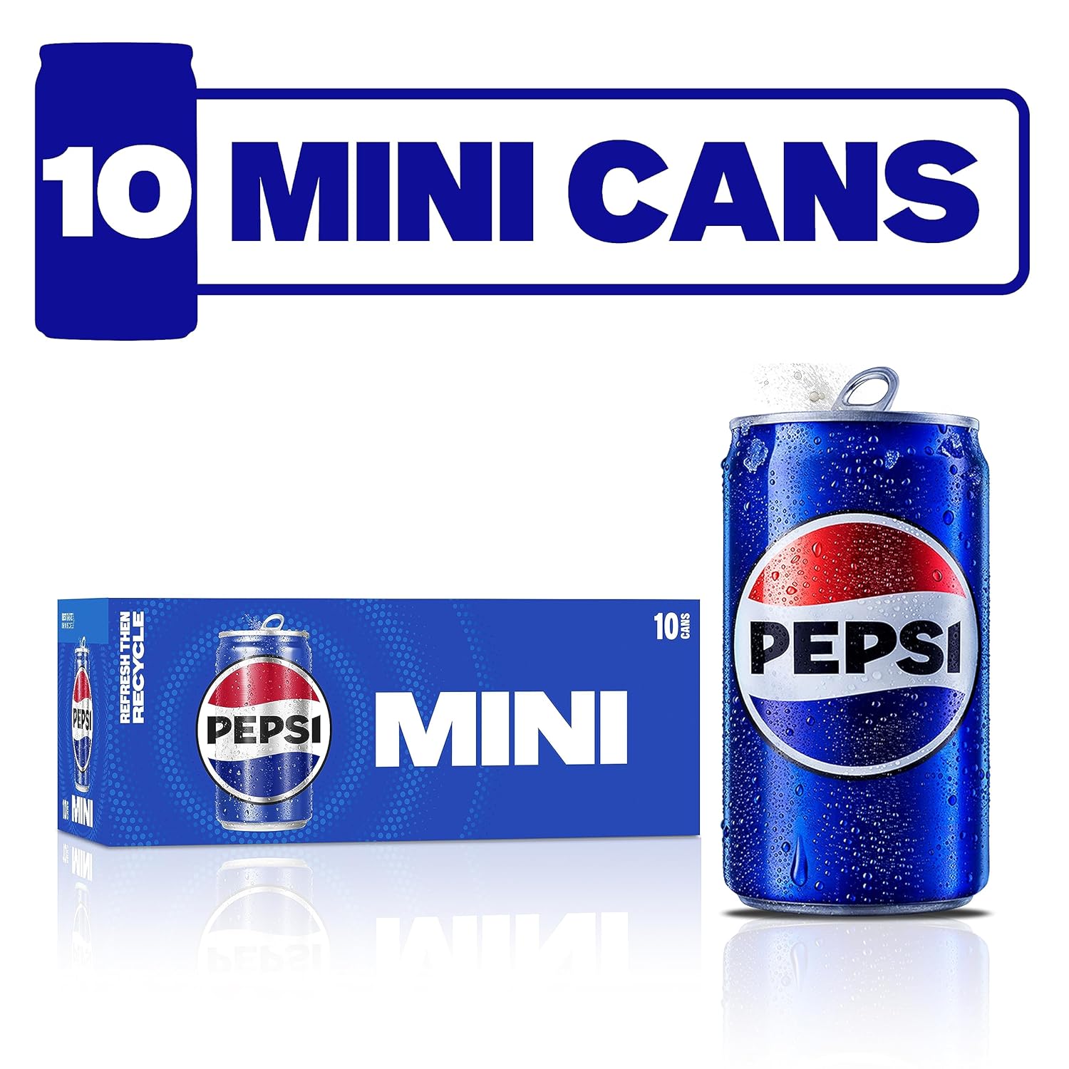 Pepsi Soda, Mini Cans, 7.5 Ounce (Two packs of 10)