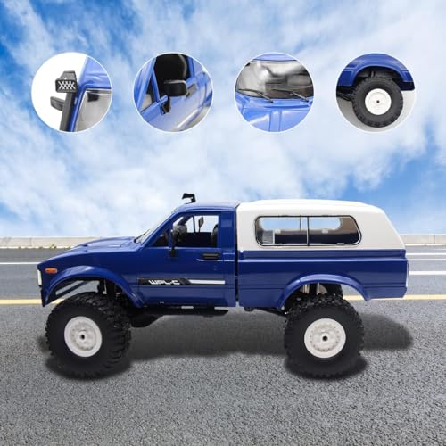 Mostop RC Crawler Truck, C24 Pickup Truck with LED Light, 4x4 Off-Road RC Rock Crawler,2.4Ghz Remote Control Car All Terrain Truck Crawler,Throttle & Steering Control,2 Batteries, Ideal Gift