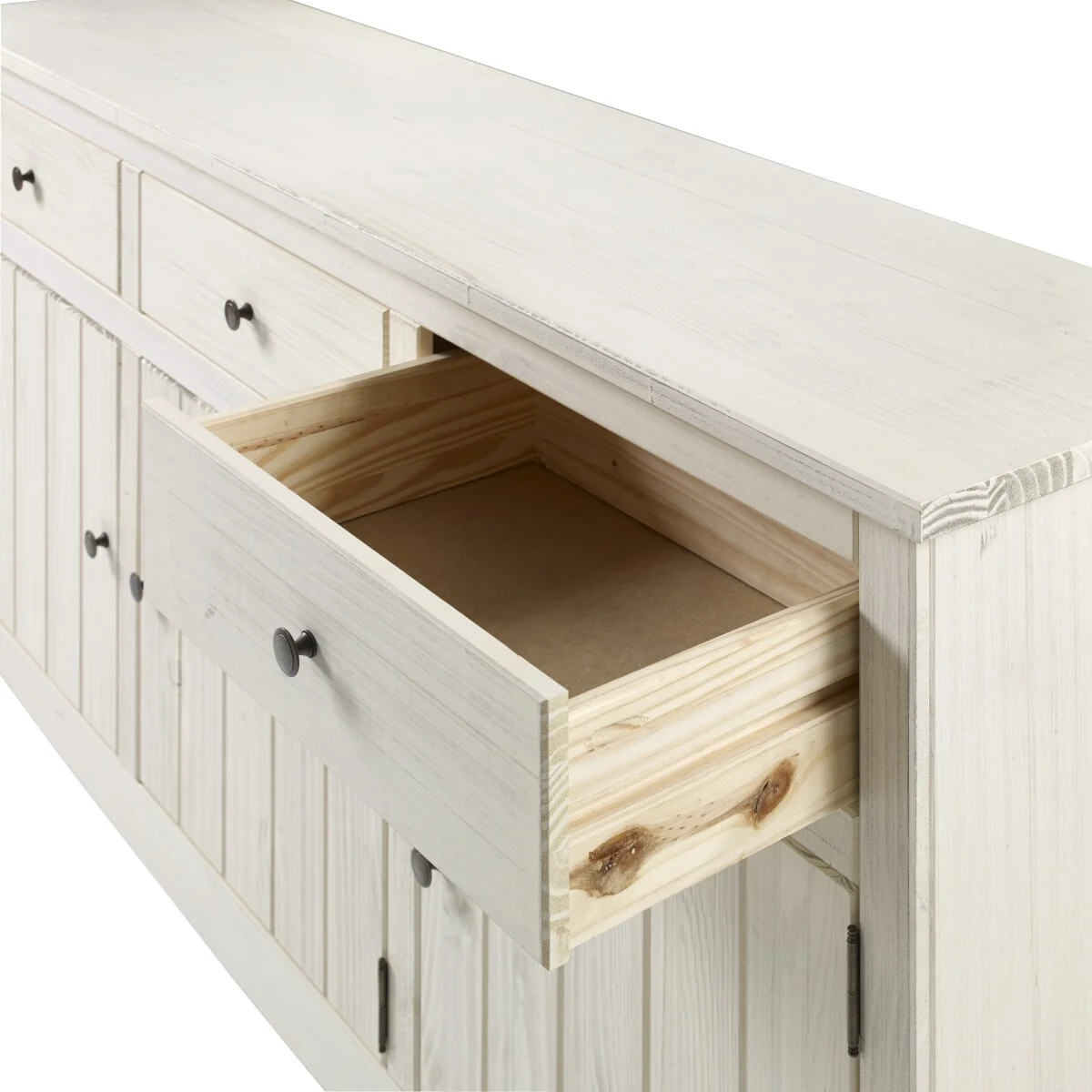 Bridge Brazil Wood Buffet Sideboard White Distressed | Furniture Dash - N/A