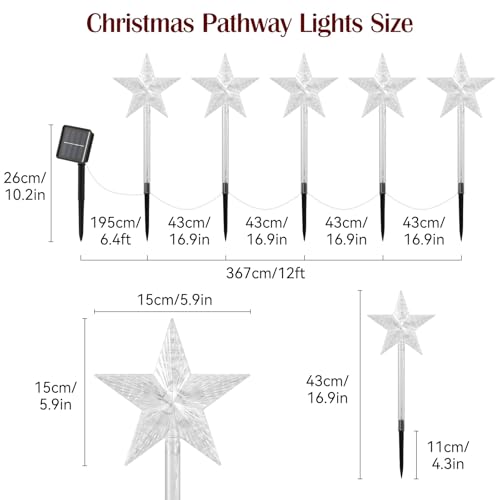 Luxspire Christmas Pathway Lights Outdoor, 8 Pack Solar Walkway Light Waterproof & Auto On/Off, Outdoor Candy Cane Christmas Decorations for Holiday Garden Patio Lawn Yard, Candy Canes