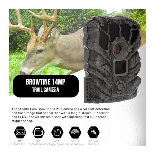 Stealth Cam Browtine 14MP Trail Camera Bundle with 32GB Memory Card (3-Pack) and Card Reader (3-Pack) (5 Items)