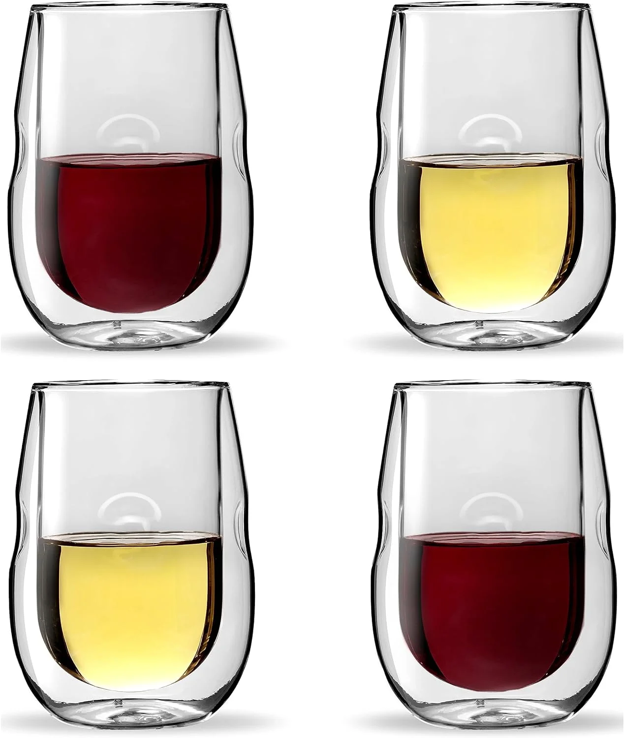 Moderna Artisan Series Double Wall Insulated Wine Glasses - Set Of 4 Wine And Beverage Glasses