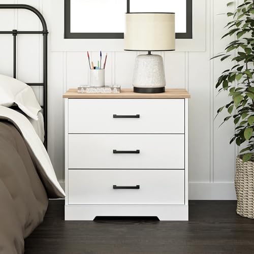 Prepac Sonoma Traditional Tall Nightstand Side Table with 3 Drawers, Functional Tall 3-Drawer Bedside Table 16