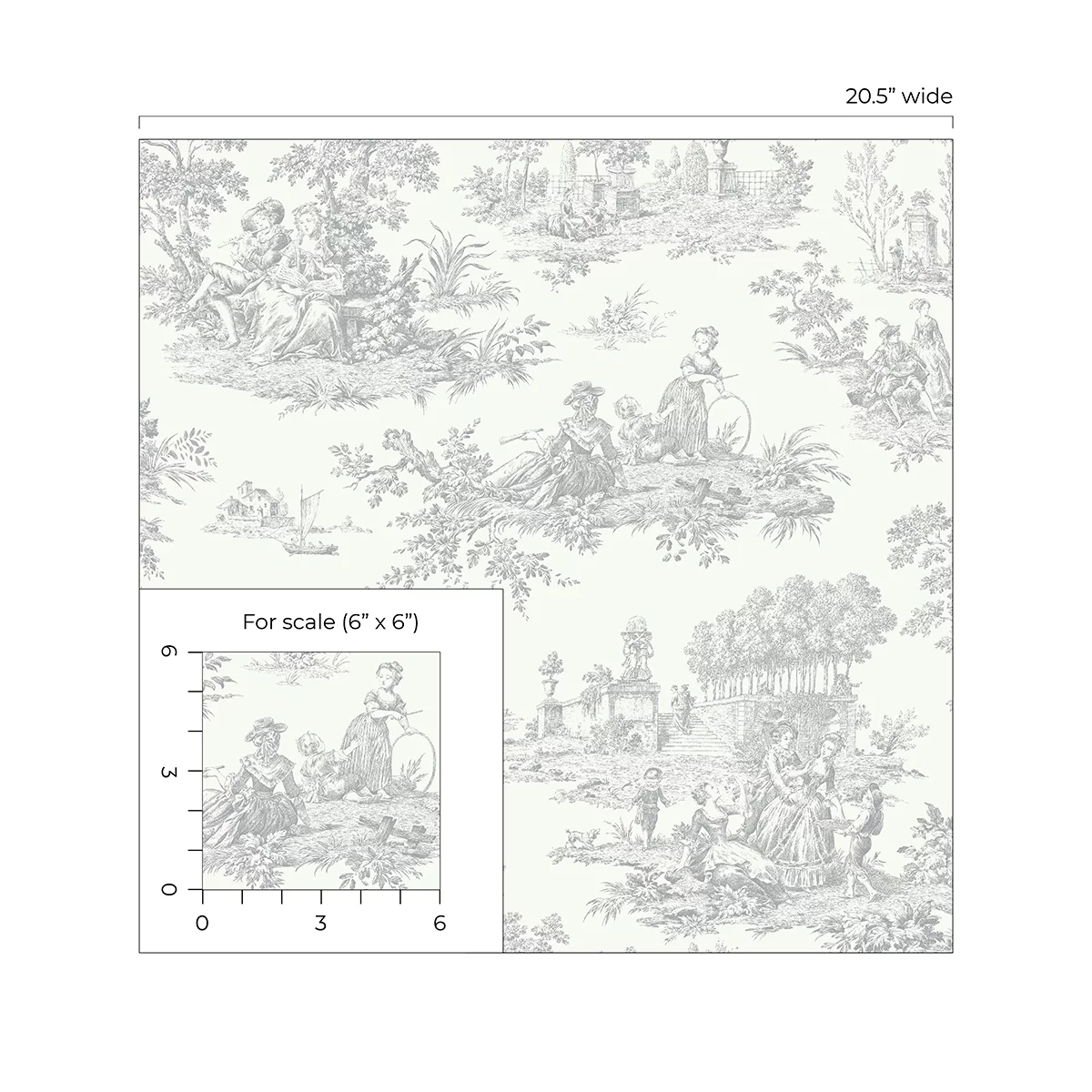NextWall Argos Grey Chateau Toile Peel and Stick Wallpaper