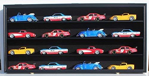 Display Case Cabinet Wall Rack for 1:24 Scale Diecast Toy Cars Wheels Model Car O Scale, HO Scale Train, or Hess Trucks Hot-HW14