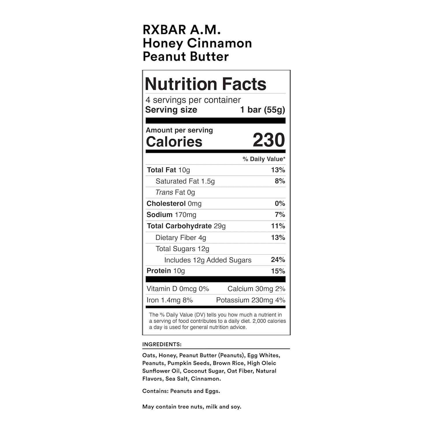 RXBAR A.M. Protein Bars, Variety Pack, Gluten Free Snacks, Breakfast Snacks, 22.8oz Box (12 Bars)