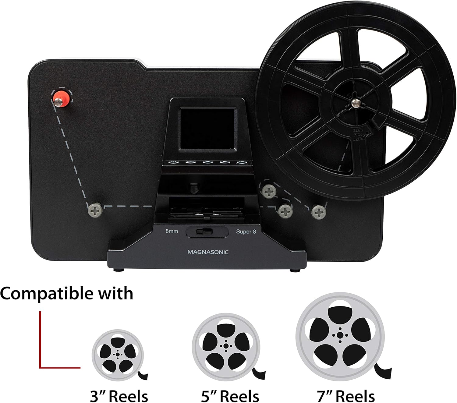Magnasonic Super 8/8mm Film Scanner, Converts Film into Digital Video, Vibrant 2.3 Screen, Digitize and View 3, 5 and 7 Super 8/8mm Movie Reels (FS81)