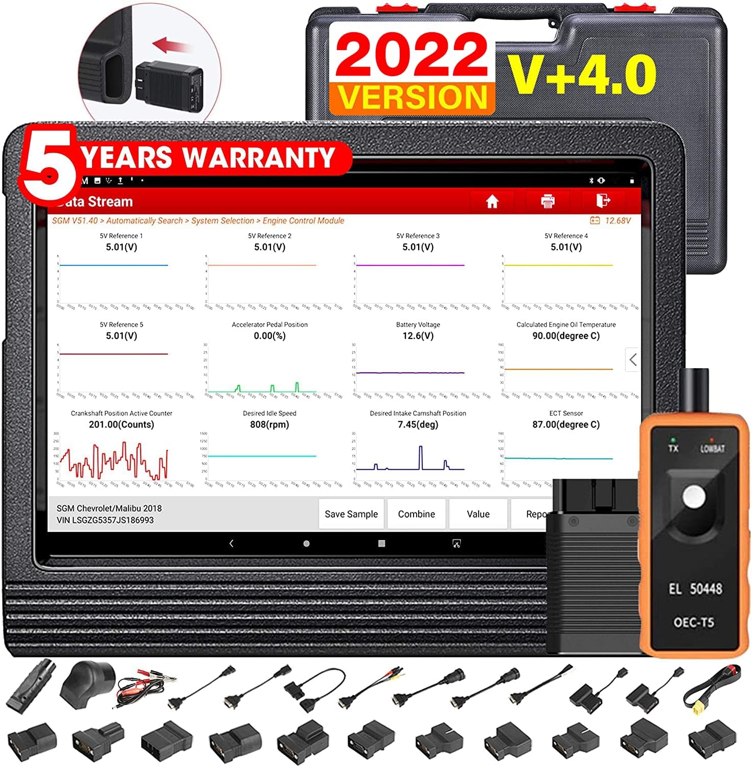 LAUNCH Scanner X431 V+ PRO4.0 Key Program,31+ Reset,ECU Online Coding,OE-Level All System Diagnostics, Bidirectional Scan Tool,AutoAuth for FCA SGW,Free Update (2022 New Version of X431 PROS V)