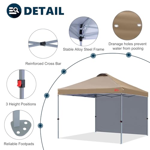 MASTERCANOPY Durable Pop-up Canopy Tent with 1 Sidewall (10'x10',White)