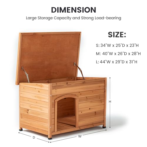 TAKUKA Outdoor Wooden Dog House for Small Medium Large Sized Dogs，Extra Waterproof Durable Dog Kennel with Wooden Floor for Garden Backyard Farm (34