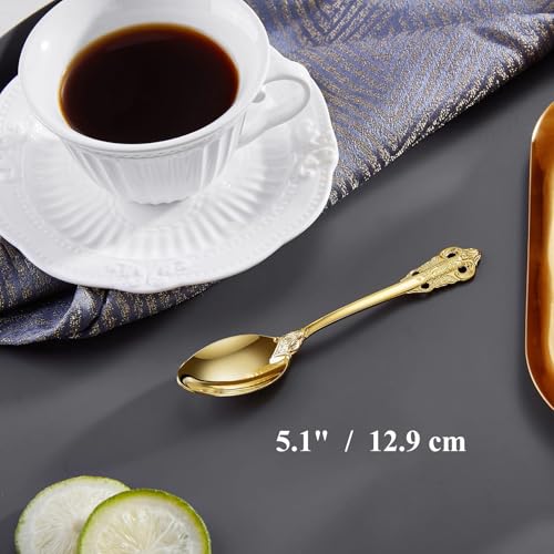 KEAWELL Luxurious 5.1-Inch Espresso Spoons Set - 6 Pieces - Mini Coffee Spoon, 18/10 Stainless Steel - Gorgeous Design with Exceptional Mirror Polished Finish (Silver)
