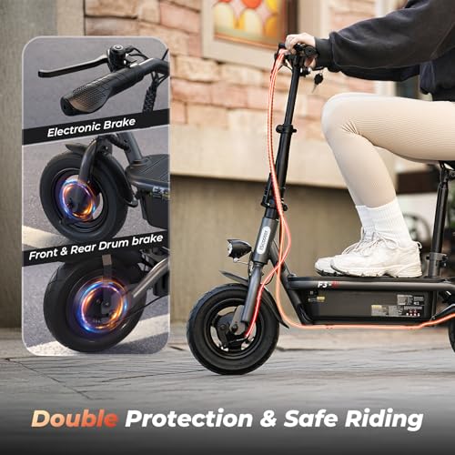 iScooter Electric Scooter with Seat, 37/21 Miles Long Range & 28/19/15.6 MPH Top Speed, 14