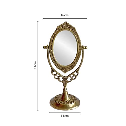 MADALIANO European Style Retro Brass Handle Mirrors Desktop Dressing Mirrors Desktop Makeup Mirrors Gift