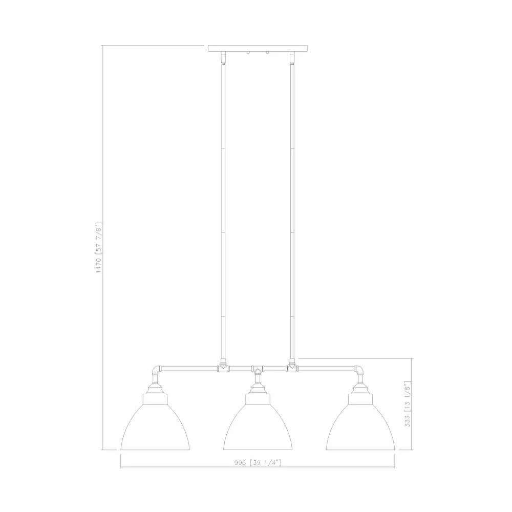 Vanity Art Modern 3-Lights Kitchen Island Pendant Lighting in Satin Nickel with Painted Gold Metal Shade Farmhouse Hanging Lamp Linear Ceiling Light Fixture IL220-3BG-SL