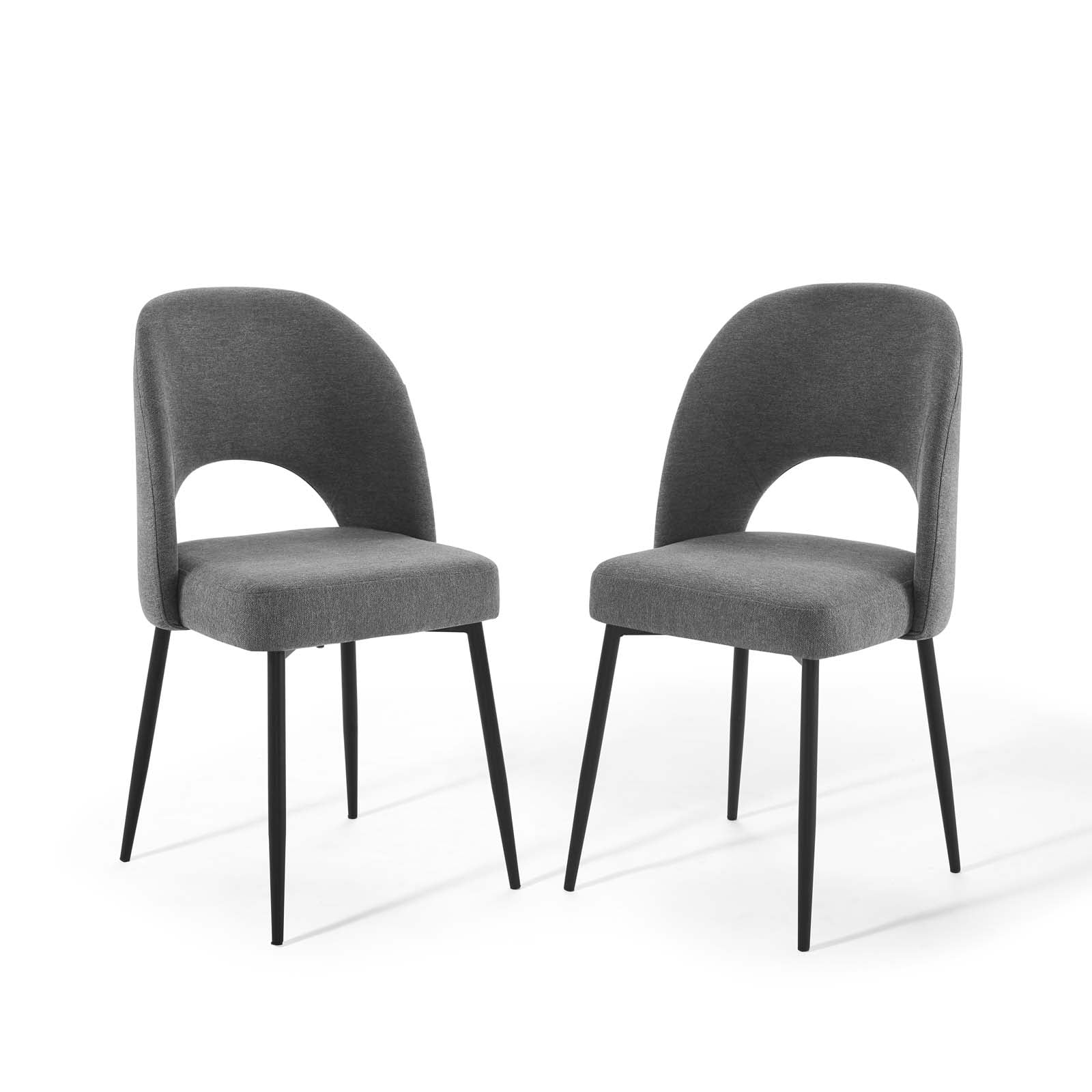 Modway Rouse Dining Side Chair Upholstered Fabric Set of 2 in Black Charcoal