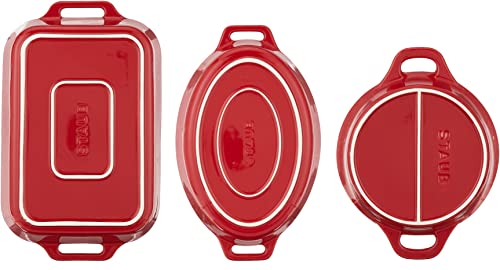 Staub Ceramic Baking Dish Set, 3pc, Cherry