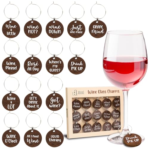 Funny Wine Glass Charms - 15 Pcs Christmas Wine Charms For Stem Glasses Tags, Drink Glass Identifiers Drink Markers For Birthday, Tasting Party Decorations