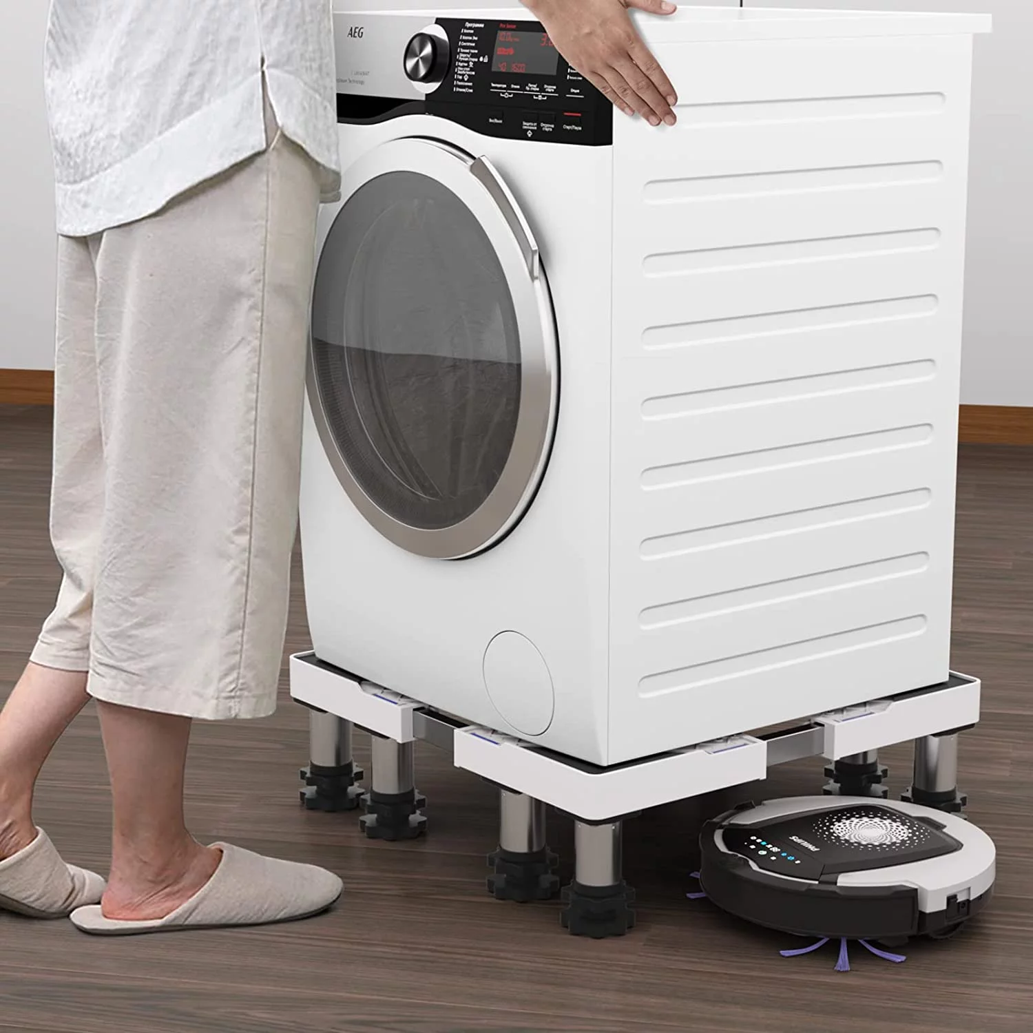 SEISSO Mini Fridge Stand-8 Heavy Duty Feet Adjustable Refrigerator Stand Increase Height of 5.1-6.7inch Max Load 992LB/450KG Base Stand for Washer Refrigerator Washing Machine Dryer