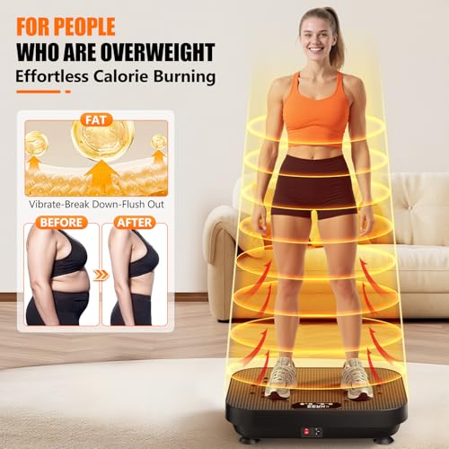Vibration Plate Exercise Machine, 2025 Upgraded Fitness Vibrating Lymphatic Drainage Full Body Workout Shaker for Weight Loss, Featuring a 330 Lbs Capacity Vibrate Fitness Platform with 8 Modes
