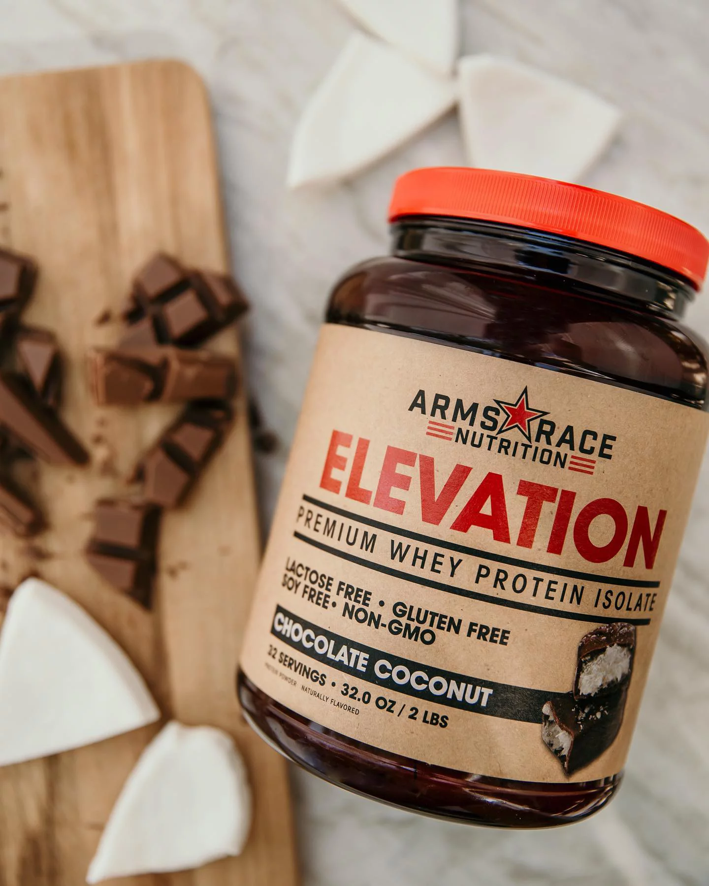 Arms Race Nutrition ELEVATION - Premium Whey Protein Isolate, 32 Servings (Chocolate Coconut)