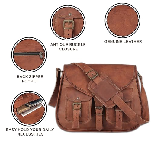 14 Inch Leather Purse Women Shoulder Bag Crossbody Satchel Ladies Tote Travel Purse Genuine Leather