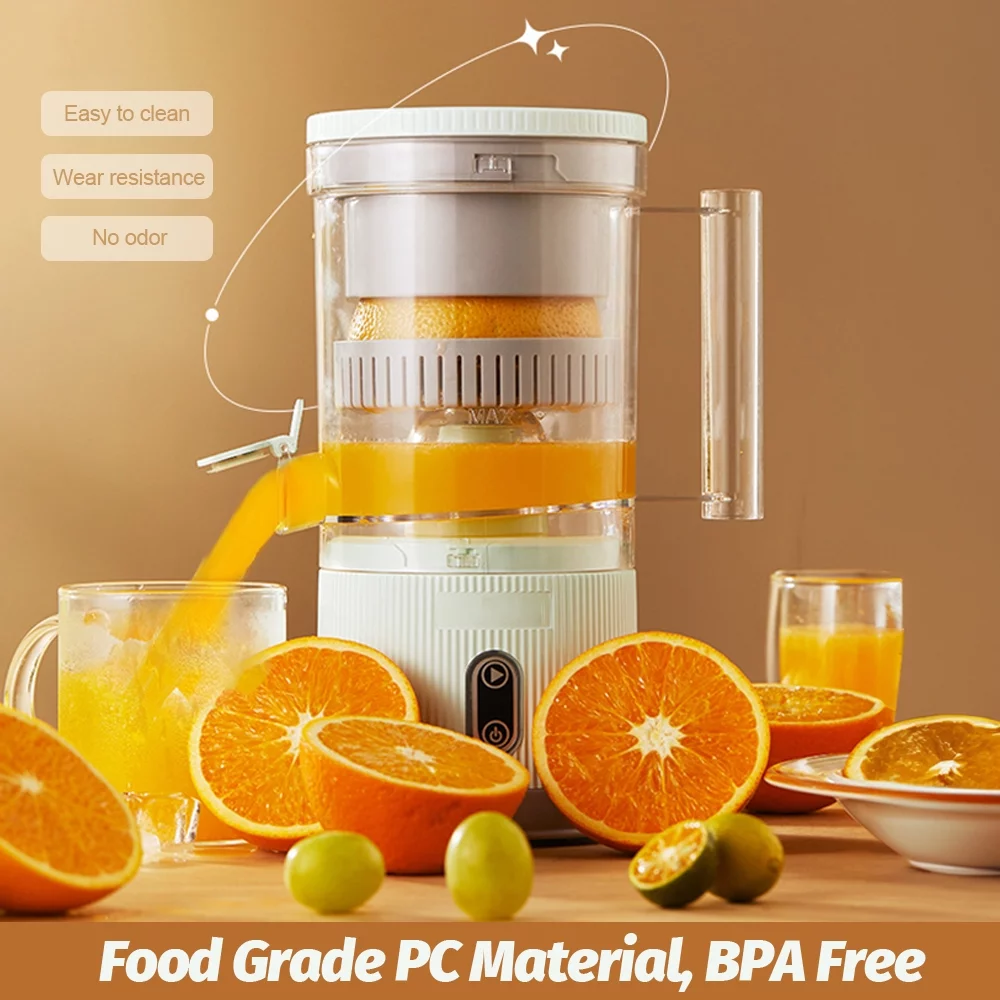 CACAGOO Electric Juicer Rechargeable USB Charging 120rpm Hands-Free High Juice Yield Wireless Portable Automatic Citrus Orange Juice Squeezer for Lemon Lime Grapefruit
