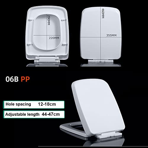 Soft Close Toilet Seat, Toilet seat, Square Toilet Seats White Toilet Seat, Top Fix Toilet Seat with Adjustable Hinges, Square Toilet Seat 355×460mm