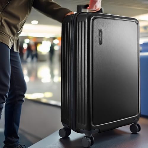 22 Inch Carry On Luggage 22x14x9 Airline Approved, Carry On Suitcase with Wheels, Hard-shell Carry-on Luggage, Durable Luggage Carry-On, Black Small Suitcase with Cosmetic Case