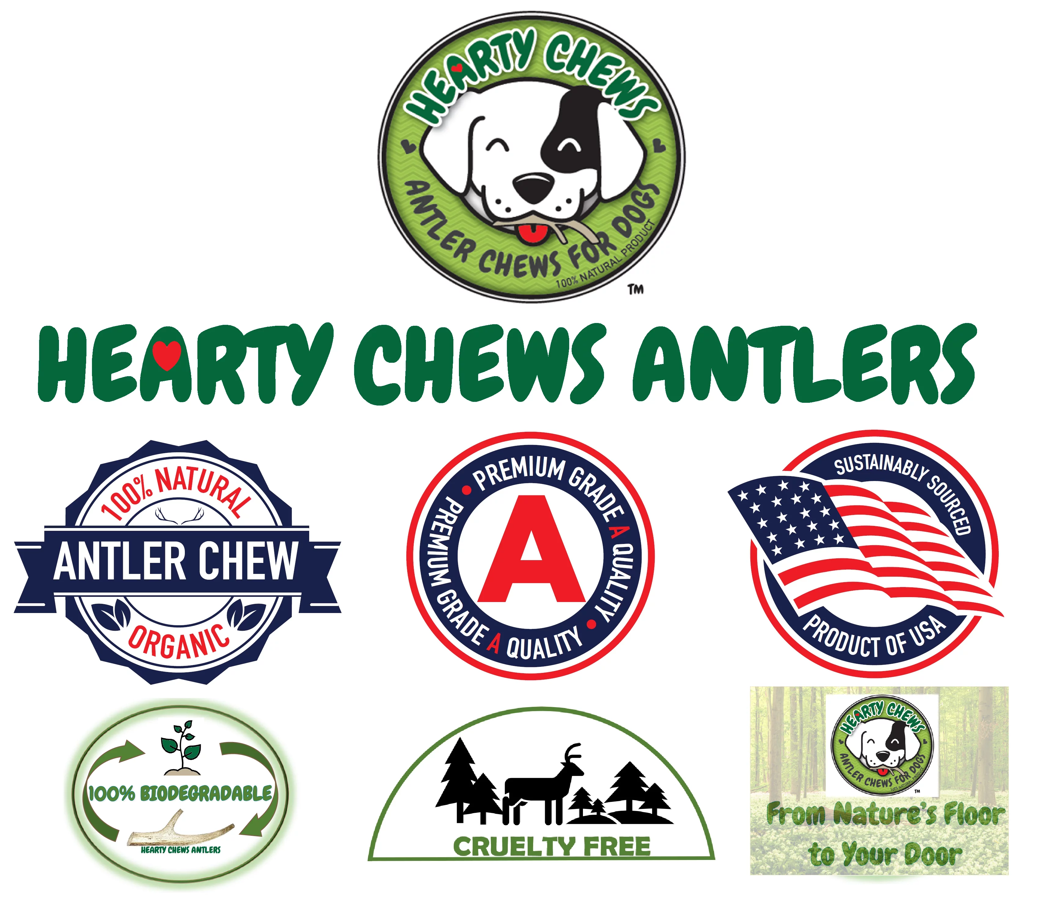 Hearty Chews - Premium DEER Antlers for Dogs, 100% Natural Organic Grade A Antler Dog Bone, Supports Teeth & Gum Health, Dog & Puppy Treat from Heartland Regions - 1 LB Bag (About 3-5 inch pieces)