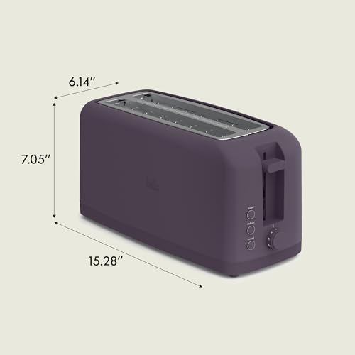 bella 2 Slice Slim Toaster, Fits-anywhere™ Kitchenware, 6 Setting Shade Control with Reheat & Cancel Buttons, Removable Crumb Tray, 10” Long Slot, Anti Jam & Auto Shutoff, 900 Watt, Oatmilk