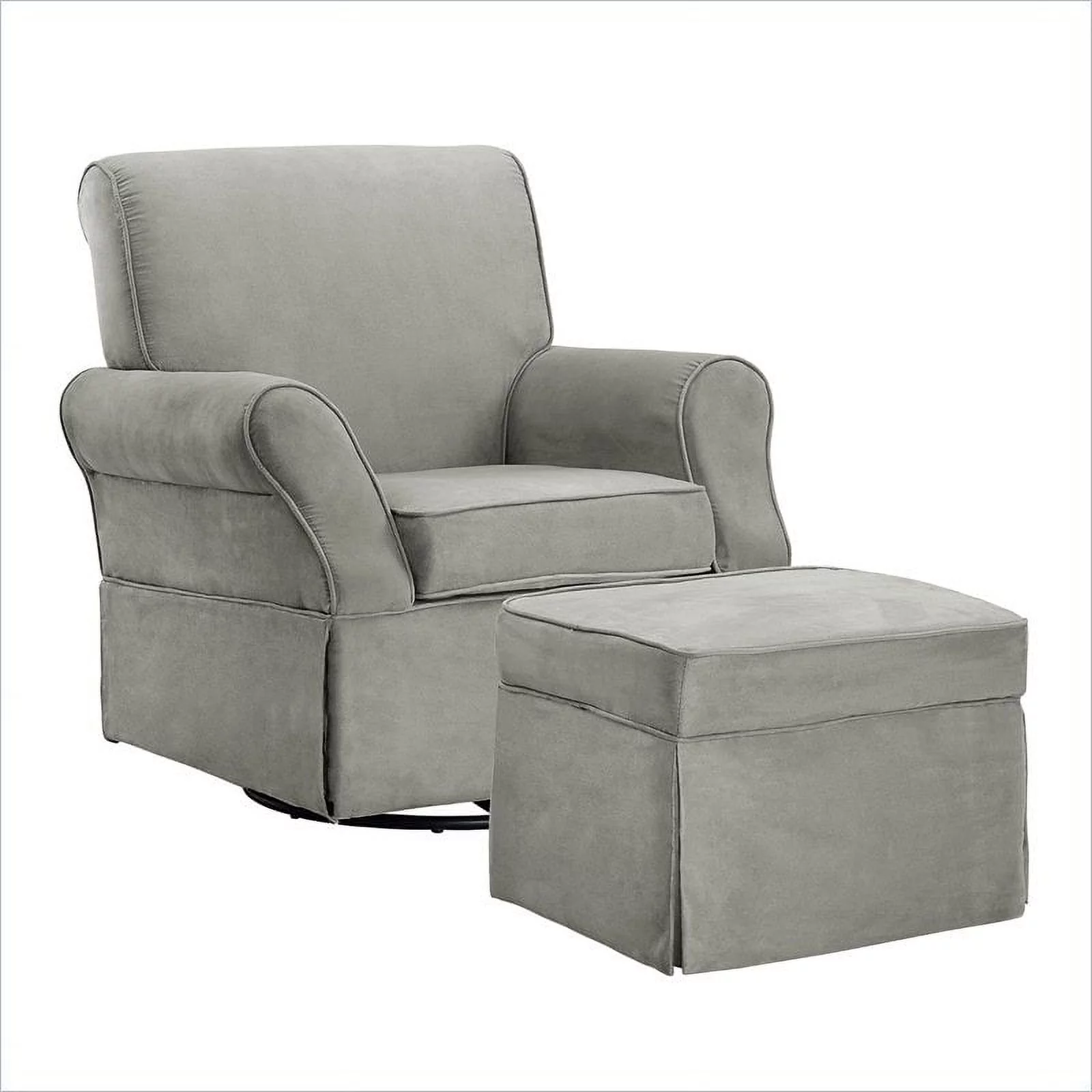 Rosebery Kids Swivel Nursery Glider and Ottoman Set in Gray