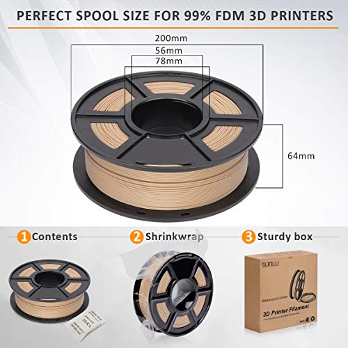 SUNLU Real Wood Fiber PLA Filament, Neatly Wound 1.75mm Dimensional Accuracy +/- 0.03mm, Fit Most FDM 3D Printers, 4kg in Total, 1kg per Spool, 4 Pack,（Wood+Fiber Cherry+Fiber Maple+Fiber Walnut）