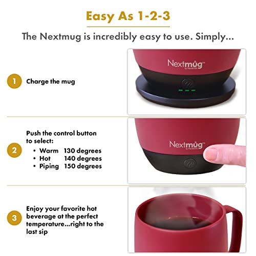 Nextmug - Temperature-Controlled, Self-Heating Coffee Mug (Black - 14 oz.)