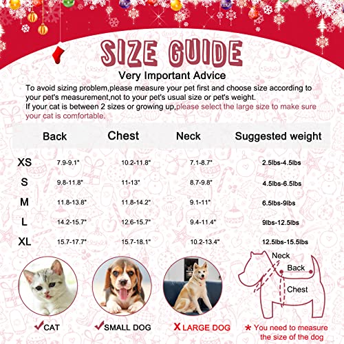 HYLYUN Cat & Dog Christmas Sweater 2 Pack - Reindeer & Snowflake Sweaters for Kittens & Small Dogs (X-Small, Red, Grey)