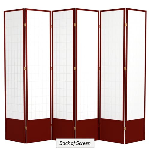 Red Lantern 7 ft. Tall Window Pane Shoji Screen-White-3 Panels Room Divider