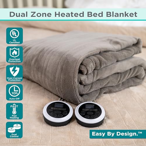 BLACK+DECKER Heated Throw Blanket, 50