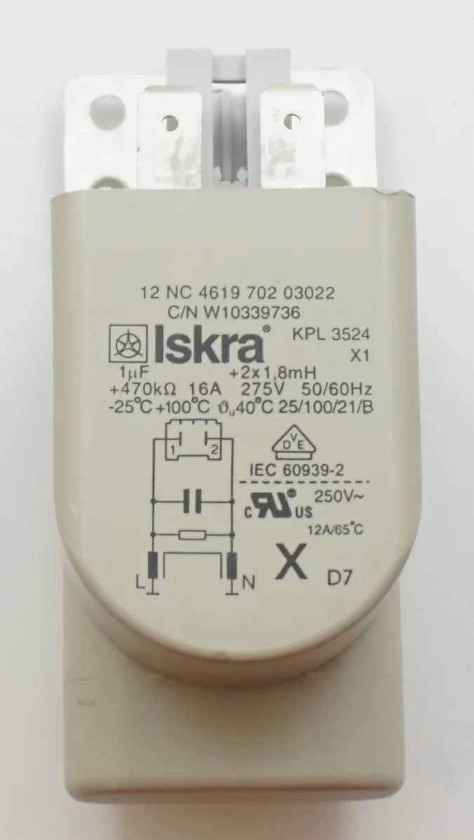 ERP Noise Filter for Whirlpool Washers and/or Dryers, 275V, 50/60Hz, ERW10367632