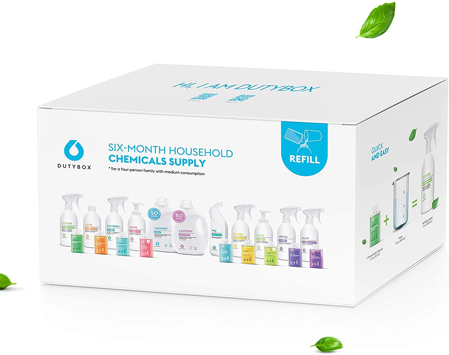 DutyBox Starter Pack - Household Cleaning Supplies, All Purpose Set of Everyday Cleaners, Multi-Surface Products for Bathroom, Kitchen, Dining Room and Laundry (11 Products, 6 Month Family Supply)